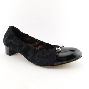 AGL Attilio Giusti Leombruni Black Suede Leather Cap Toe Block Heel Pumps 42